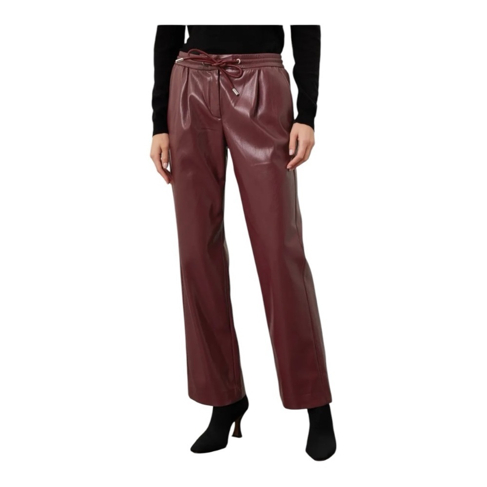 Boss Tareta Faux Leather Pant in Burgundy Wine Size 12 - Picture 2 of 8